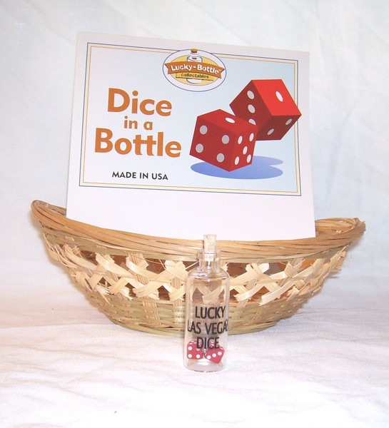 NGH116C Mini Dice in Mini Glass Bottle With Cus...